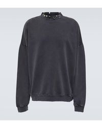 Balenciaga - Embellished Cotton Fleece Sweatshirt - Lyst