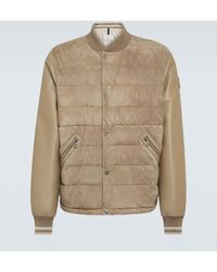 Moncler - Chalanches Leather And Down Bomber Jacket - Lyst