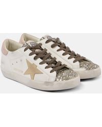 Golden Goose - Super-star Glitter Leather Sneakers - Lyst