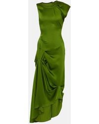 Victoria Beckham - Draped Pleat Detail Midi Dress - Lyst