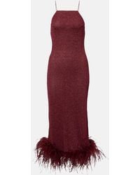 Oséree - Lumiere Feather-Trimmed Midi Dress - Lyst