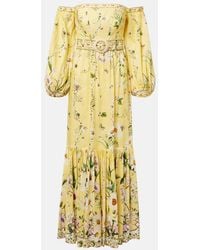 CAMILLA - Floral Linen And Silk Corset Dress - Lyst