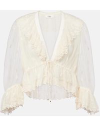 Chloé - Blusa De Encaje Bordado Con Volantes - Lyst
