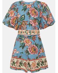 FARM Rio - Wonderful Bouquet Printed Cotton-Blend Mini Dress - Lyst