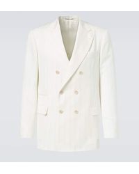 Brunello Cucinelli - Pinstripe Wool And Cotton Suit Jacket - Lyst