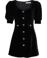 Alessandra Rich Embellished Velvet Minidress - Black