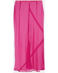 Dries Van Noten - Silk-Blend Satin Midi Skirt - Lyst