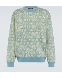 Versace - Pullover in cotone con logo - Lyst