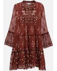Juliet Dunn - Bedrucktes Minikleid Aus Baumwolle - Lyst