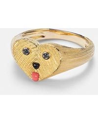 Yvonne Léon - Coeur Toutou Mini 9Kt Pinky Ring With Gemstones - Lyst