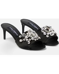 Dolce & Gabbana - Crystal-embellished Satin Mules - Lyst