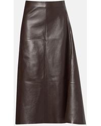 The Row - Hedora Leather Midi Skirt - Lyst