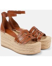 Tory Burch - Ines Leather Espadrille Wedges - Lyst