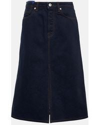 Burberry - High-Rise Denim Midi Skirt - Lyst