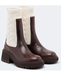 Jimmy Choo - Tamia Cable-Knit Leather Ankle Boots - Lyst