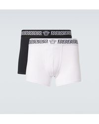 Versace - Set Of 2 Greca Border Cotton-Blend Boxer Briefs - Lyst