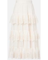 Zimmermann - Lucky Embroidered Midi Skirt - Lyst