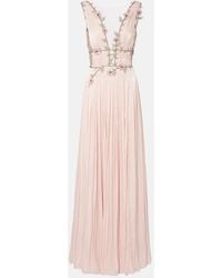 Costarellos - Nalina Embellished Tulle-Trimmed Lamé Gown - Lyst