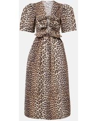 Ganni - Dress With Animal Print - Lyst