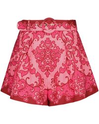 Zimmermann Nina Printed Linen Shorts - Pink