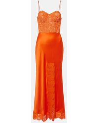 Rebecca Vallance - Maxikleid Adira Aus Seidensatin Mit Spitze - Lyst