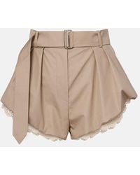 Magda Butrym - Belted Crochet-Trimmed Cotton Micro Shorts - Lyst