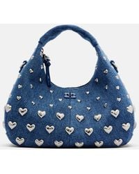 Ganni - Mini Studded Denim Top-Handle Bag - Lyst