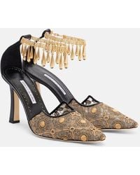 Manolo Blahnik - Harnicus 105 Leather-Trimmed Lace Pumps - Lyst