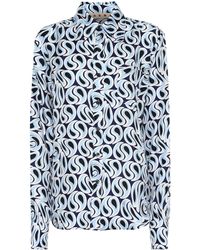Marni Bedruckte Bluse aus Seiden-Twill - Blau
