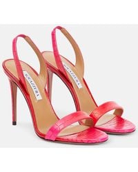Aquazzura - So Nude 105 Croc-effect Leather Sandals - Lyst