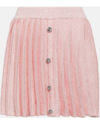 Self-Portrait - Sequined Pleated Knit Miniskirt - Lyst
