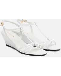 Prada - Patent Leather Wedge Sandals - Lyst