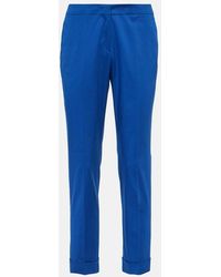 Etro - High-Rise Cotton-Blend Slim Pants - Lyst