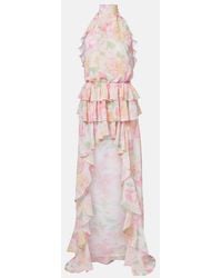 Bananhot - Malena Floral Ruffled Asymmetric Maxi Dress - Lyst