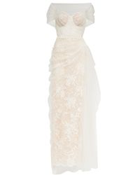Alexander McQueen Bridal Guipure Lace And Tulle Gown - White