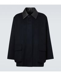 AURALEE - Leather-Trimmed Cashmere Blouson Jacket - Lyst