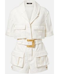 Balmain - Mono Corto De Denim Con Cinturon - Lyst