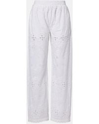 Melissa Odabash - Lula Embroidered Cotton Wide-Leg Pants - Lyst