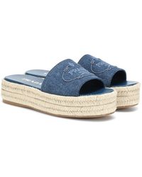 Prada Pantoletten mit Denim - Blau