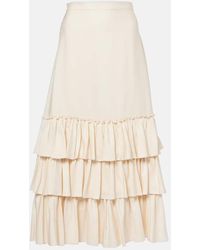 Valentino - Ruffled Silk Maxi Skirt - Lyst