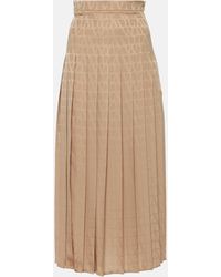 Valentino - Toile Iconographe Pleated Silk Midi Skirt - Lyst