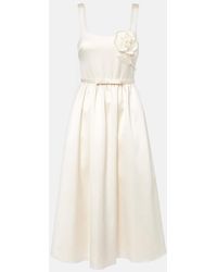 Self-Portrait - Bridal Floral-Applique Satin Midi Dress - Lyst