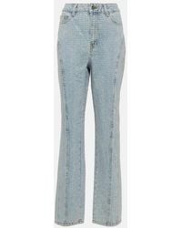 Self-Portrait - Embellished High-Rise Straight Jeans - Lyst