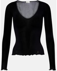 Saint Laurent - Ribbed-Knit Silk Top - Lyst