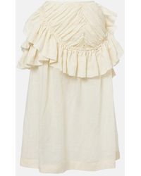 Dries Van Noten - Ruffled Ramie Midi Skirt - Lyst