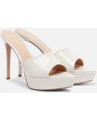Gianvito Rossi - Dasha 85 Patent Leather Platform Mules - Lyst