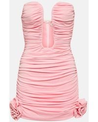 Magda Butrym - Floral-Applique Ruched Minidress - Lyst
