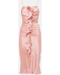 Rodarte - Ruched Silk Crepe Midi Dress - Lyst