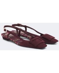 Roger Vivier - Belle Vivier Suede Slingback Flats - Lyst
