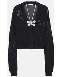 Area - Embellished Cotton And Cashmere Cardigan - Lyst